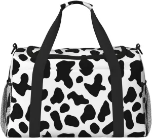 Black And White Cow Print Travel Weekender Overnight Bags Foldable Hand Travel Bag Sport Gym Duffel Bag For Men Women