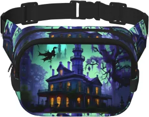 Black Haunted Mansion print Everywhere Fanny Pack Purse with Adjustable Straps for Casual Travel Hiking Outdoor Sports
