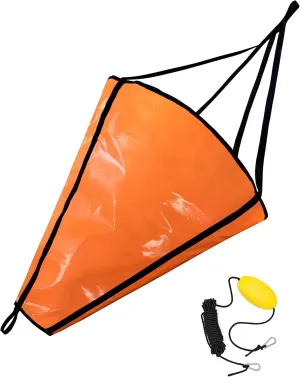 BLUEWING 53" Drift Sock Sea Anchor with Buoy Ball Float Leash with Stainless Steel Clips 840D Nylon Sea Anchor Drogue for Marine Boat