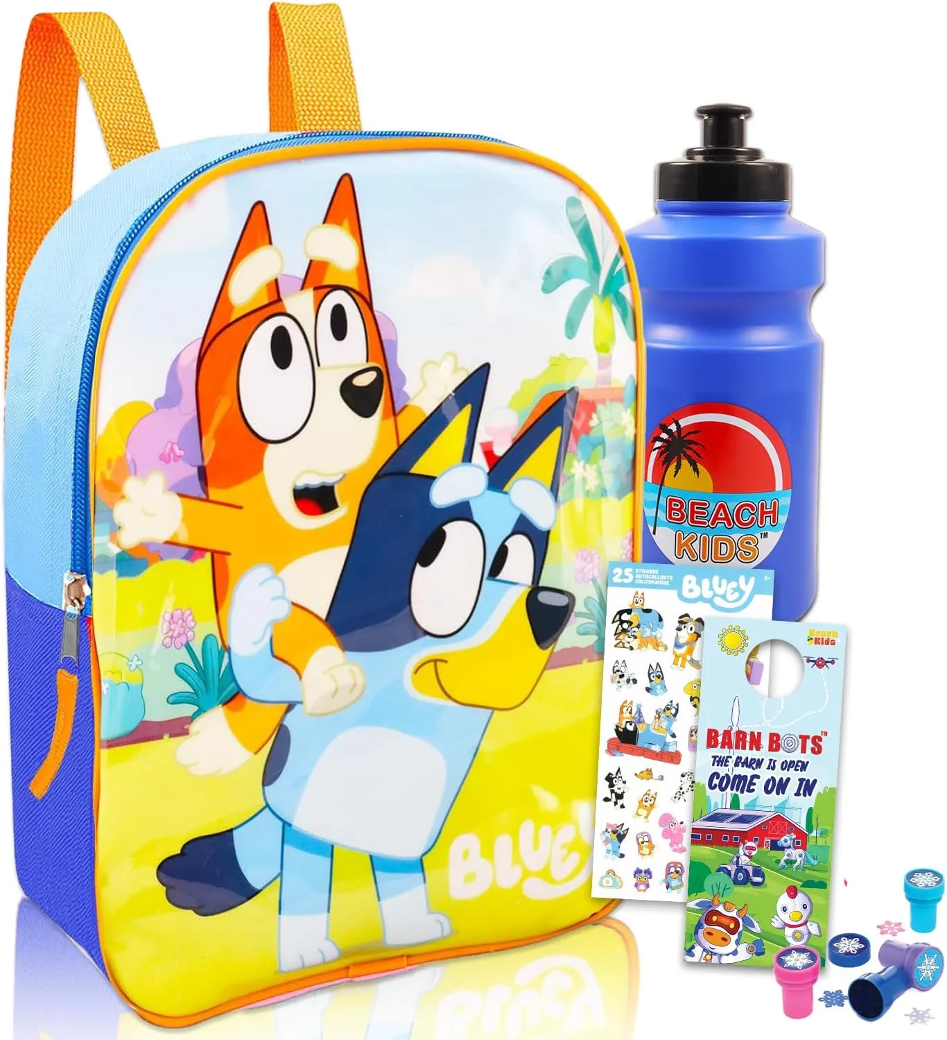 Bluey Mini Backpack for Kids School Bag Bundle with 11" Backpack Plus Stickers, Stampers, and More School Supplies