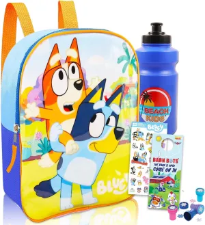 Bluey Mini Backpack for Kids School Bag Bundle with 11" Backpack Plus Stickers, Stampers, and More School Supplies