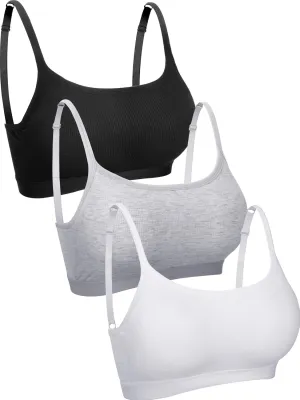 Boao 3 Pieces Mini Camisole Bra Padded Brassiere Tank Top Brassiere Women Sports Bra with Straps