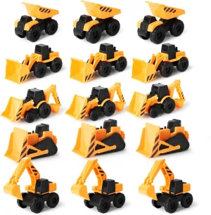 Boley 15-Pack Mini Construction Vehicle Set - Toy Trucks for Toddlers - Durable Construction Toy Vehicles for Boys and Girls - Perfect for Imaginative Play and Learning