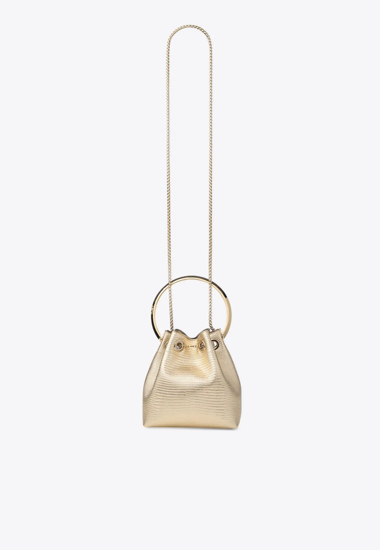 Bon Bon Bucket Bag in Metallic Lizard Print Leather