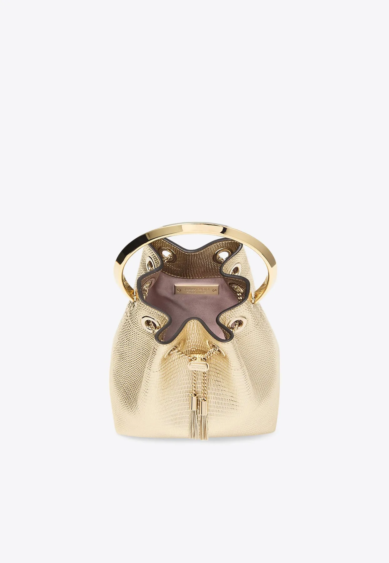 Bon Bon Bucket Bag in Metallic Lizard Print Leather