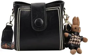 Bootara Bucket Bag, Fashion Bucket Bag With Cute Rabbit Pendant, Women Shoulder Bags With Adjustable Wider Shoulder Strap