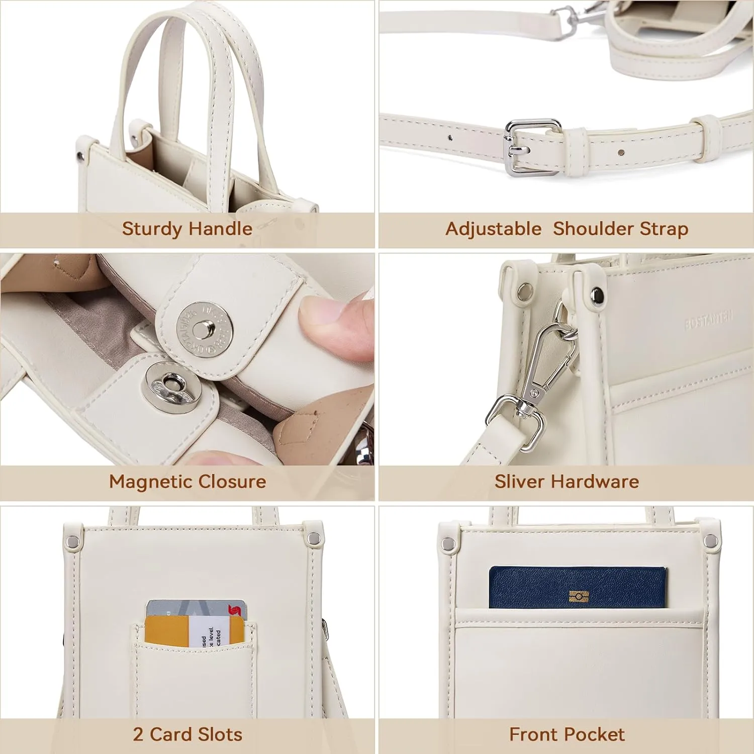 BOSTANTEN Small Crossbody Purse for Women Mini Tote Bag Top Handle Shoulder Bag Compact Handbags with Adjustable Strap