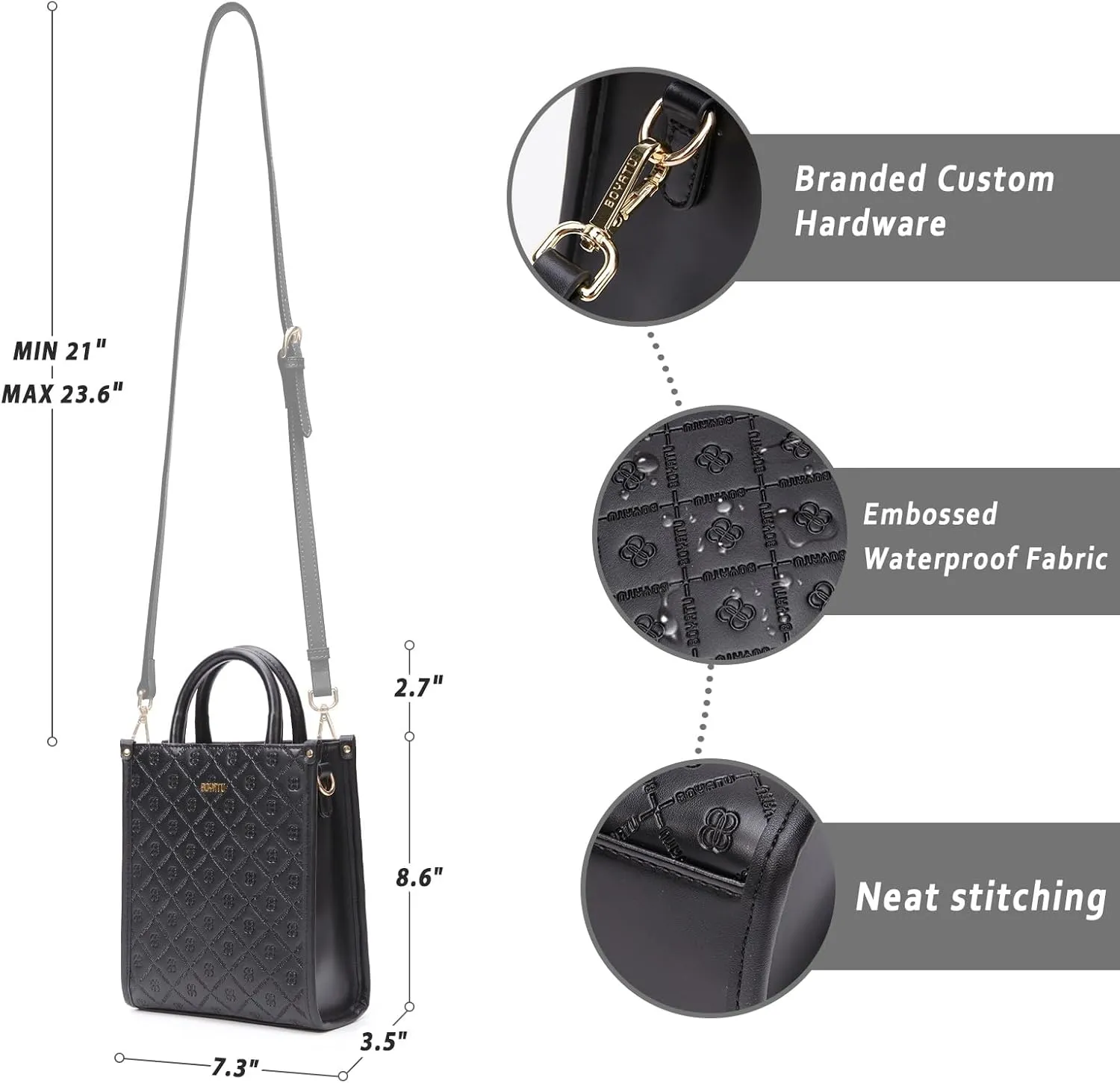 BOYATU Genuine Leather Tote for Women: Designer Top Handle Purse - Dressy Crossbody bag Small size
