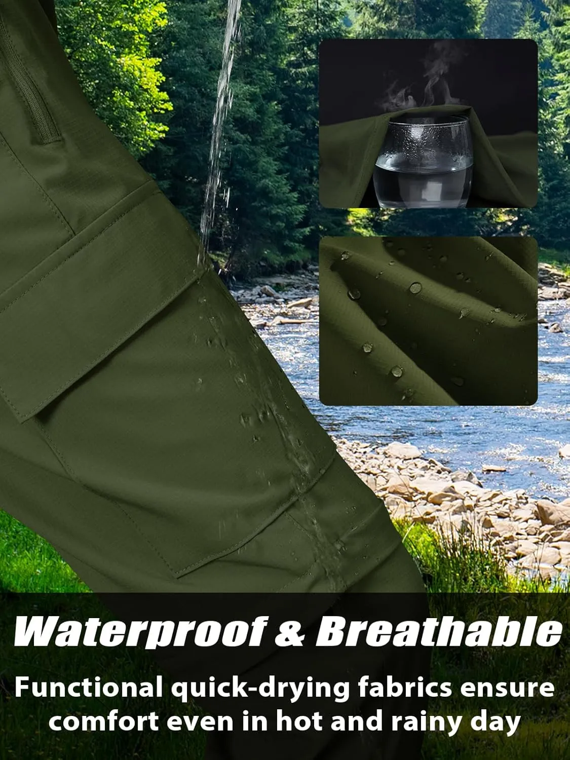 Boys Hiking Cargo Pants Kids Convertible Nylon Lightweight Quick Dry Stretch Girls Outdoor Waterproof Zip Off School Trousers