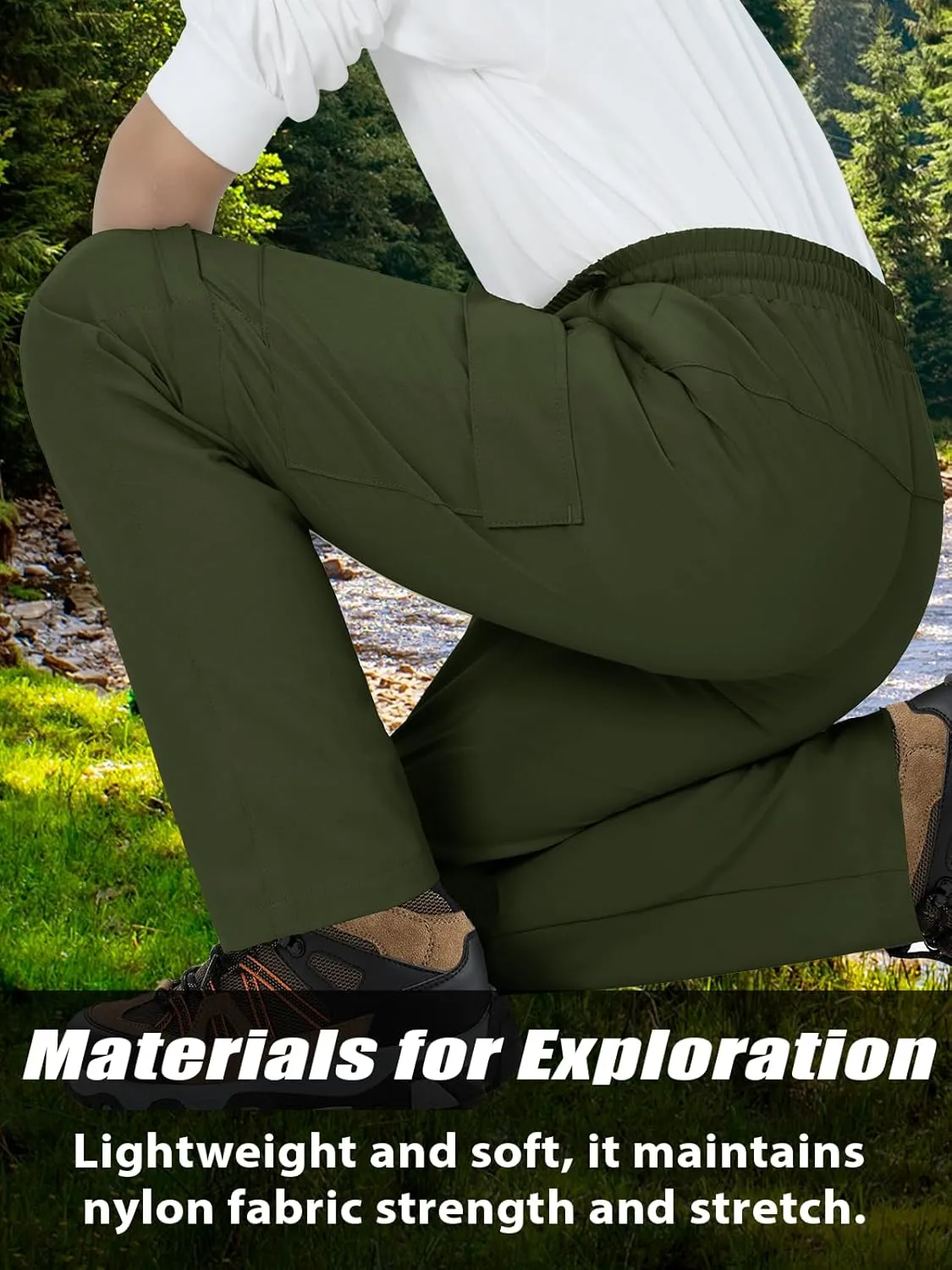 Boys Hiking Cargo Pants Kids Convertible Nylon Lightweight Quick Dry Stretch Girls Outdoor Waterproof Zip Off School Trousers