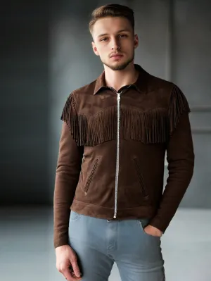 Brown Fringe Suede Leather Jacket