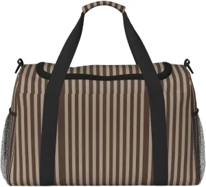 Brown Strip Unisex Hand Travel Bag â€“ Stylish Large Tote for Vacations, Camping, Sports, Gym, and Outdoor Activities