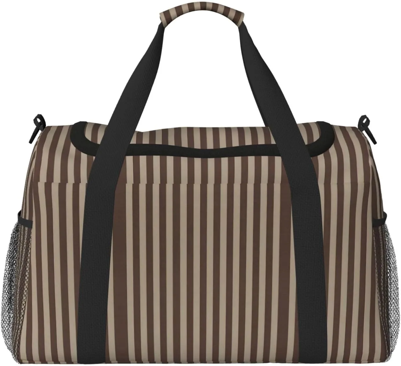 Brown Strip Unisex Hand Travel Bag â€“ Stylish Large Tote for Vacations, Camping, Sports, Gym, and Outdoor Activities