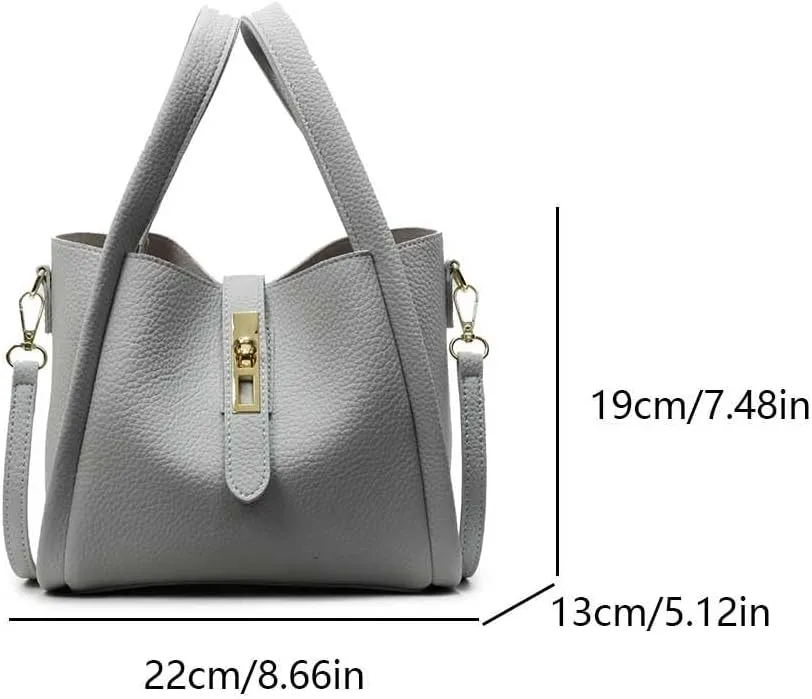 Bucket Bags for Women - Leather Crossbody Bucket Purse Small Handbag Trendy Vintage Shoulder Bag with Small Purse