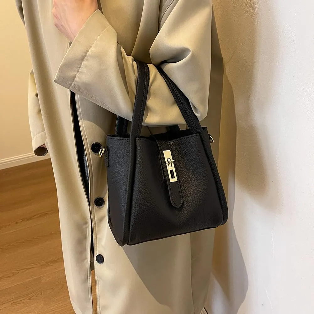 Bucket Bags For Women Top Handle Bag Mini Shoulder Crossbody Bag Small Handbag Vegan Leather Trendy Vintage Tote Purses