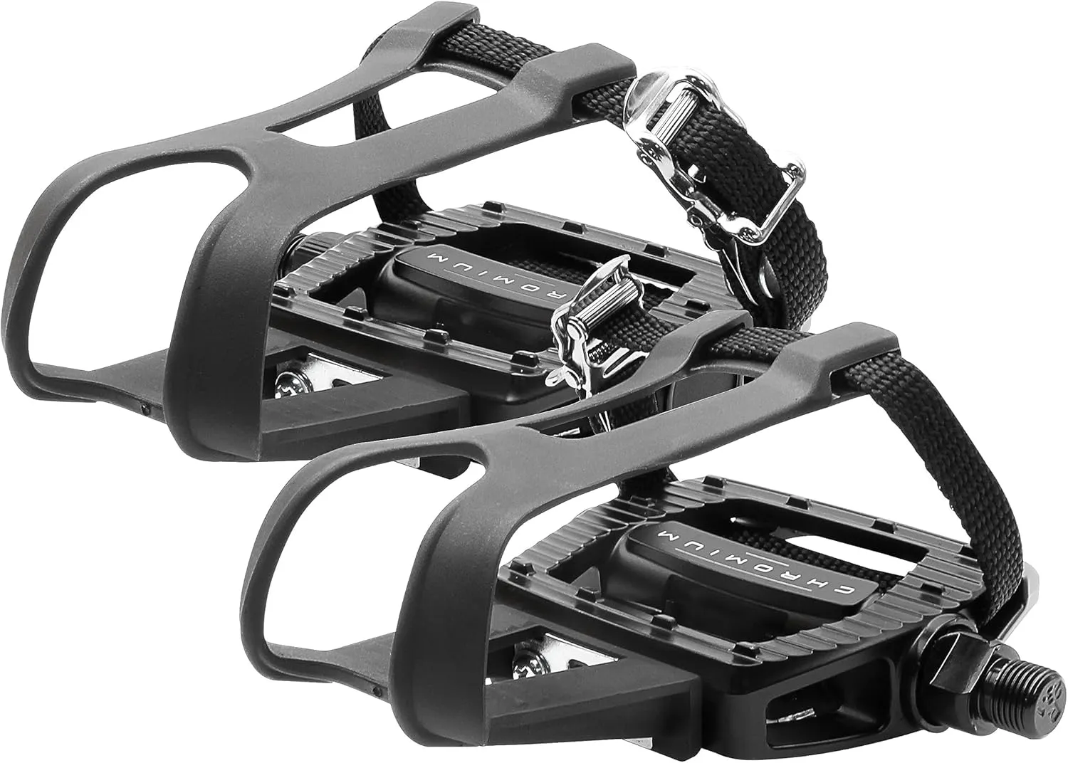 BV Bike Pedals Shimano SPD/Look Delta Compatible 9/16'' with Toe Clips - Peloton Pedals for Regular Shoes - Toe Cages for Peloton Bike - Exercise Bike Pedals - Universal Fit Bicycle Pedal