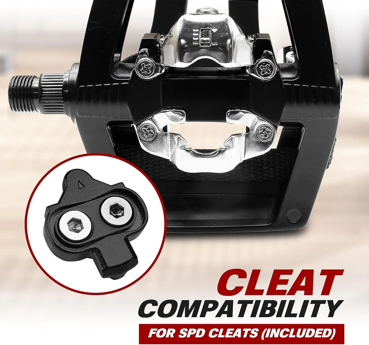BV Bike Pedals Shimano SPD/Look Delta Compatible 9/16'' with Toe Clips - Peloton Pedals for Regular Shoes - Toe Cages for Peloton Bike - Exercise Bike Pedals - Universal Fit Bicycle Pedal
