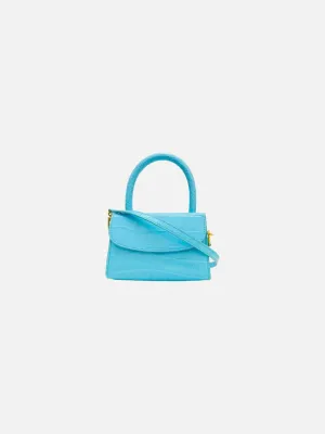 BY FAR Embossed Sky Blue Top Handle