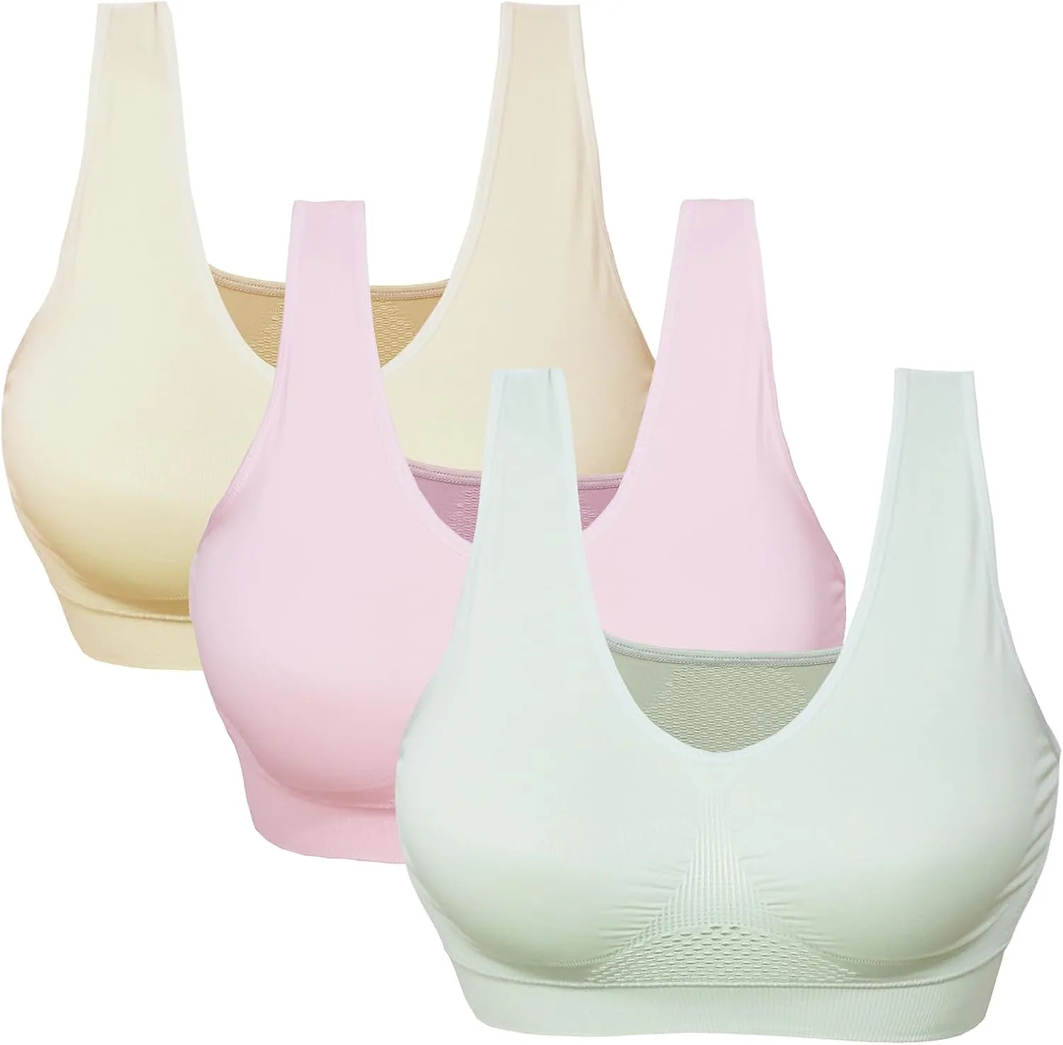 Cabales Women's Seamless Bras for Yoga Fitness Running Workout Low Impact Sports Bras with Removable Pads