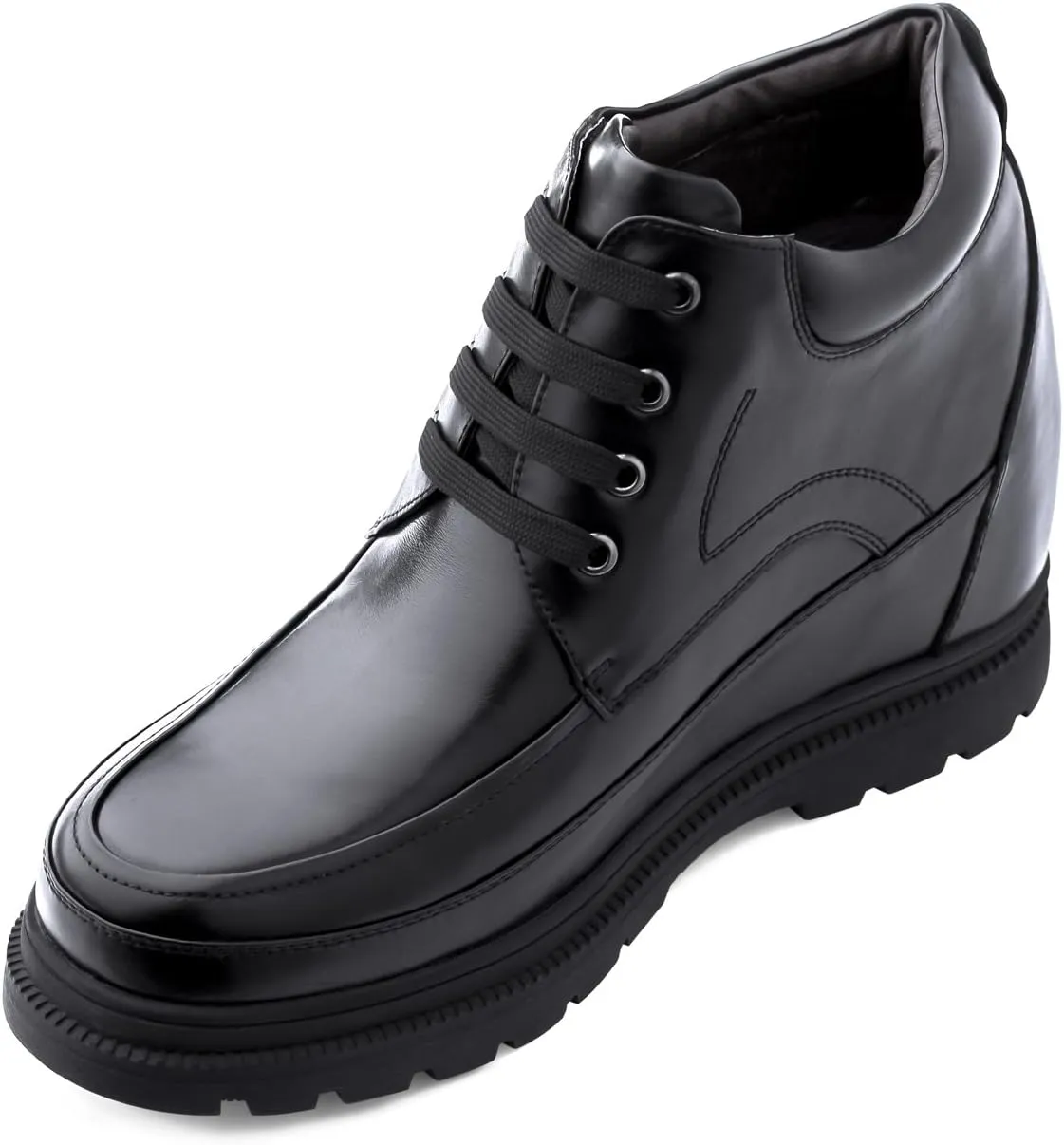 Calden Men's Invisible Height Increasing Elevator Shoes - Black Leather Lace-up High-top Boots with Extra Tall - 5.2 Inches Taller - K511615 - Size 11.5 D(M) US