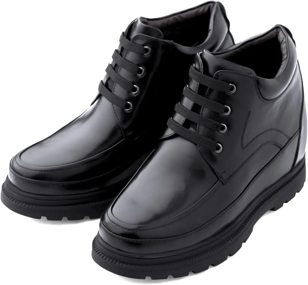 Calden Men's Invisible Height Increasing Elevator Shoes - Black Leather Lace-up High-top Boots with Extra Tall - 5.2 Inches Taller - K511615 - Size 11.5 D(M) US