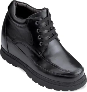 Calden Men's Invisible Height Increasing Elevator Shoes - Black Leather Lace-up High-top Boots with Extra Tall - 5.2 Inches Taller - K511615 - Size 11.5 D(M) US