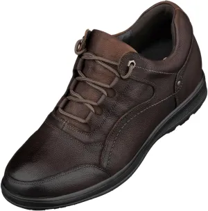 CALTO Men's Invisible Height Increasing Elevator Shoes - Dark Brown Leather Lace-up Lightweight Casual Walkers - 2.8 Inches Taller - K3045- Size 8 D(M) US