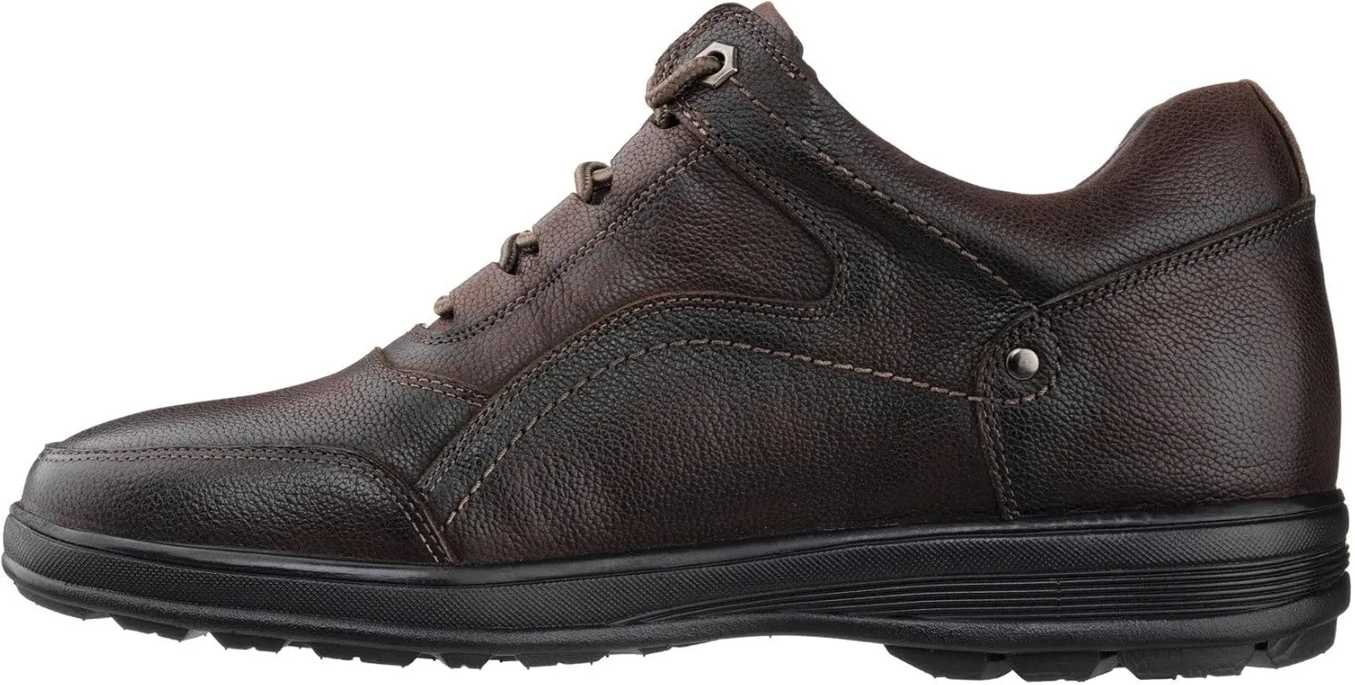 CALTO Men's Invisible Height Increasing Elevator Shoes - Dark Brown Leather Lace-up Lightweight Casual Walkers - 2.8 Inches Taller - K3045- Size 8 D(M) US