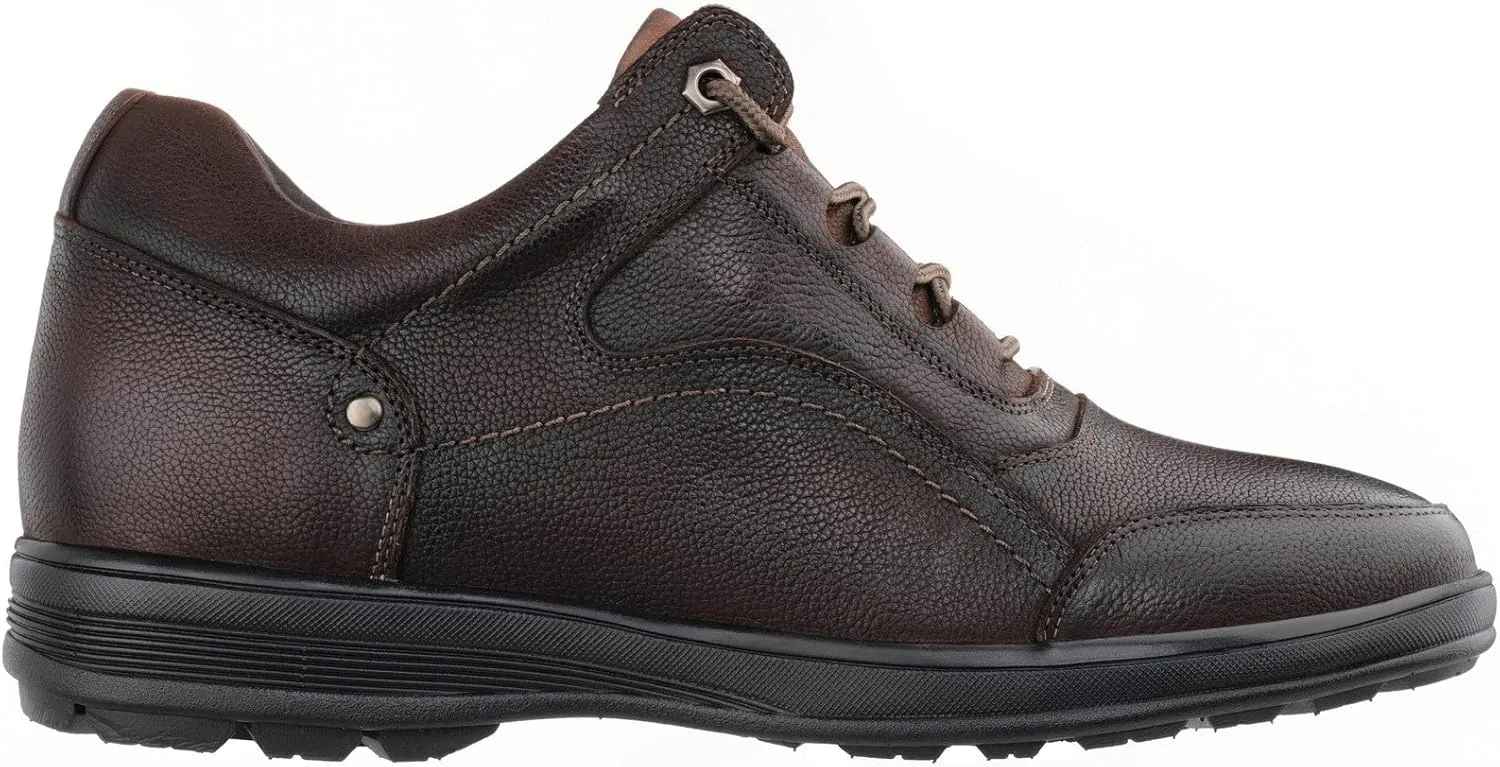 CALTO Men's Invisible Height Increasing Elevator Shoes - Dark Brown Leather Lace-up Lightweight Casual Walkers - 2.8 Inches Taller - K3045- Size 8 D(M) US