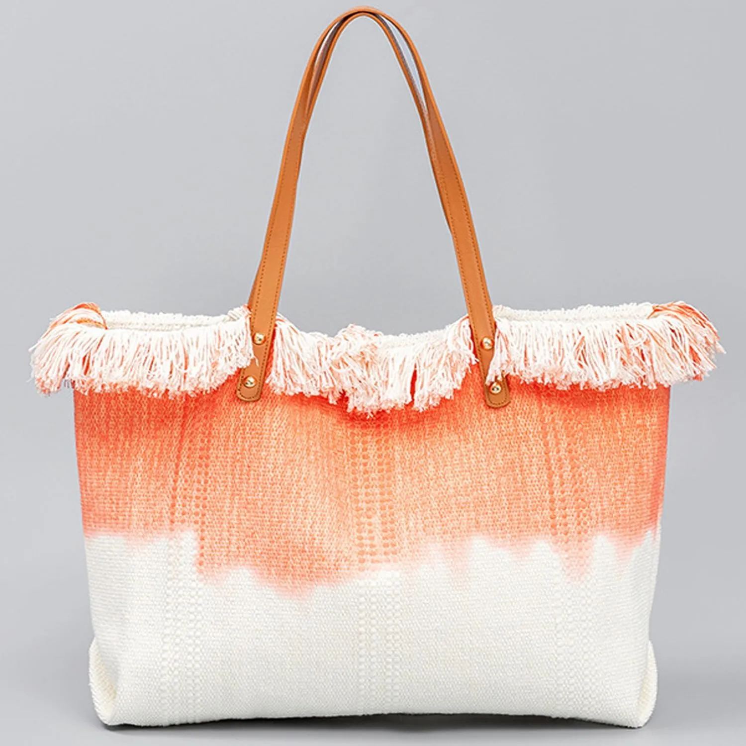 Canvas Tote Bag Embroidered Fringe Large Recycled Gradient Casual Shoulder Summer Beach Bag for Daily Use Travel Gym