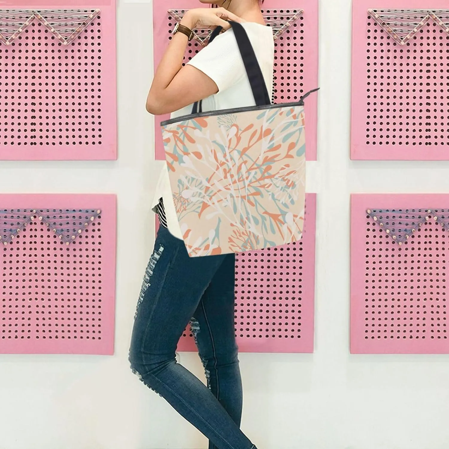 Canvas Tote Purse The Tote Bag with Pockets Top Handle Shoulder Handbags Work Bags for Women Pattren 1