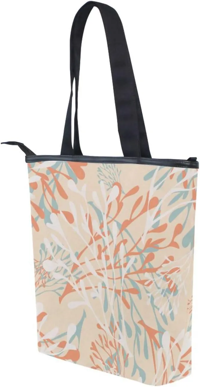 Canvas Tote Purse The Tote Bag with Pockets Top Handle Shoulder Handbags Work Bags for Women Pattren 1