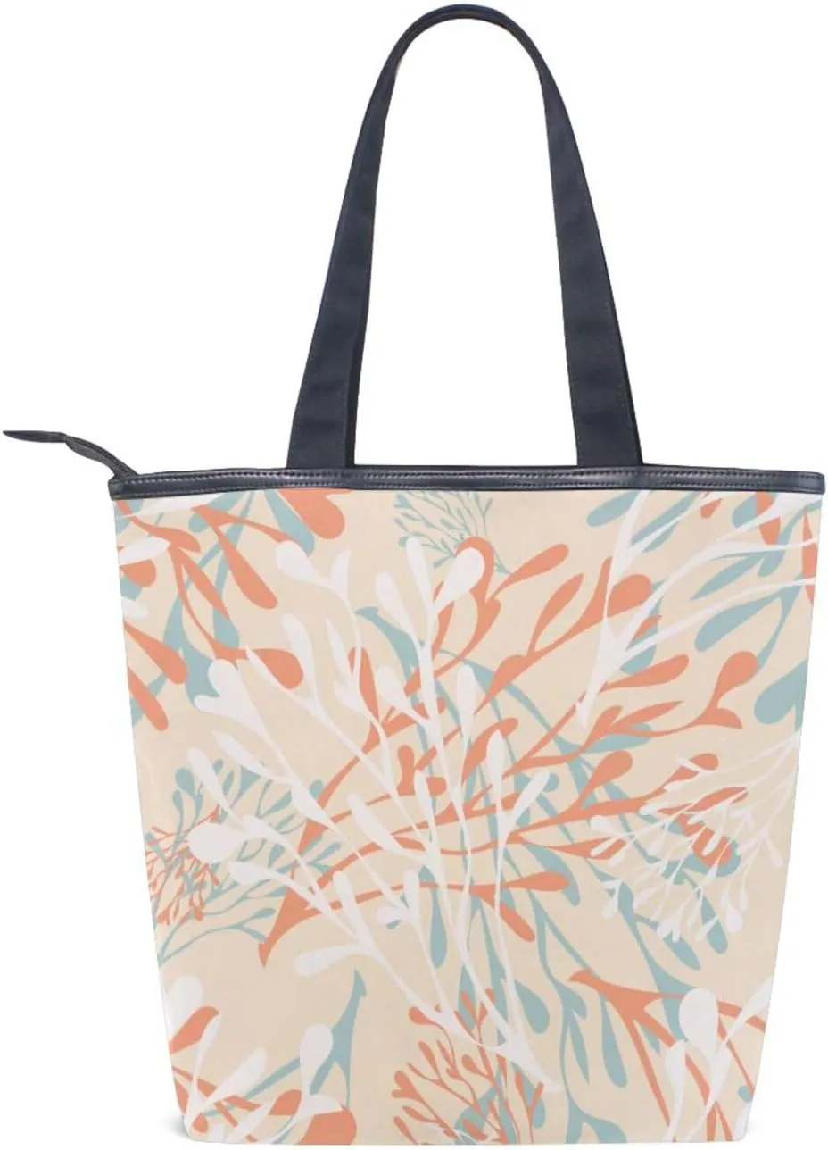 Canvas Tote Purse The Tote Bag with Pockets Top Handle Shoulder Handbags Work Bags for Women Pattren 1