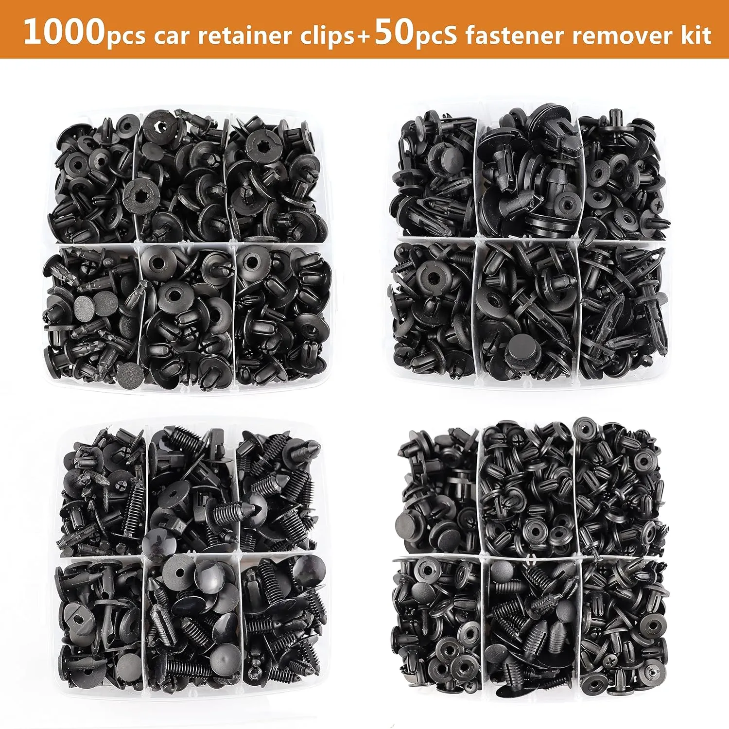Car Clips Bumper Clips Shield Retainer Clips Plastic Rivets 1050PCS Automotive Push Pins Assortment Xmas Tree Fasteners Kit Most Common Sizes Auto Body with Removers for Ford Honda Chrysler GM