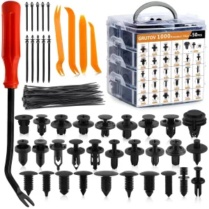 Car Clips Bumper Clips Shield Retainer Clips Plastic Rivets 1050PCS Automotive Push Pins Assortment Xmas Tree Fasteners Kit Most Common Sizes Auto Body with Removers for Ford Honda Chrysler GM
