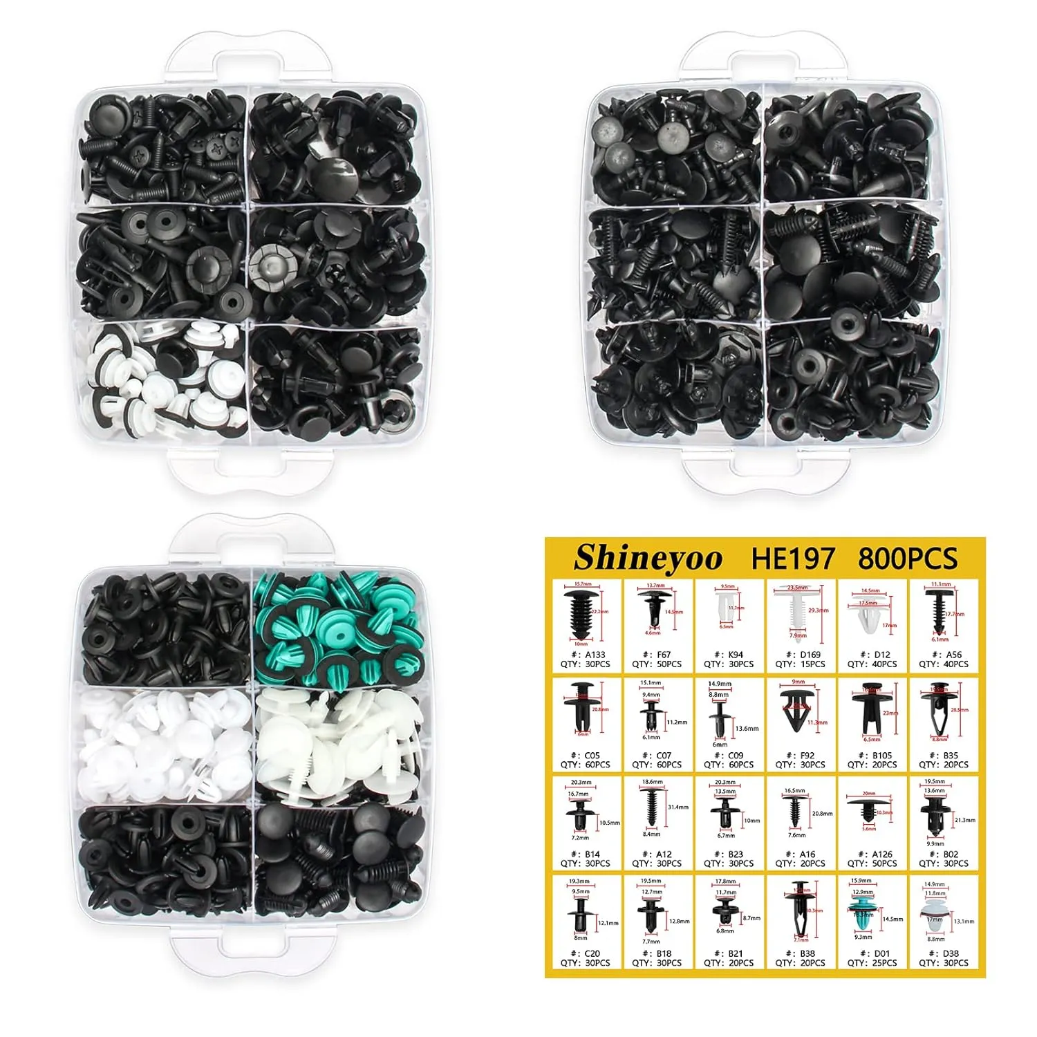 Car Retainer Clips 821PCS Plastic Fasteners Kit 24 Most Popular Sizes Fender Rivet Clips Auto Push Pin Rivets Kit with 1 Fastener Remover for GM Ford Toyota Honda Chrysler Honda