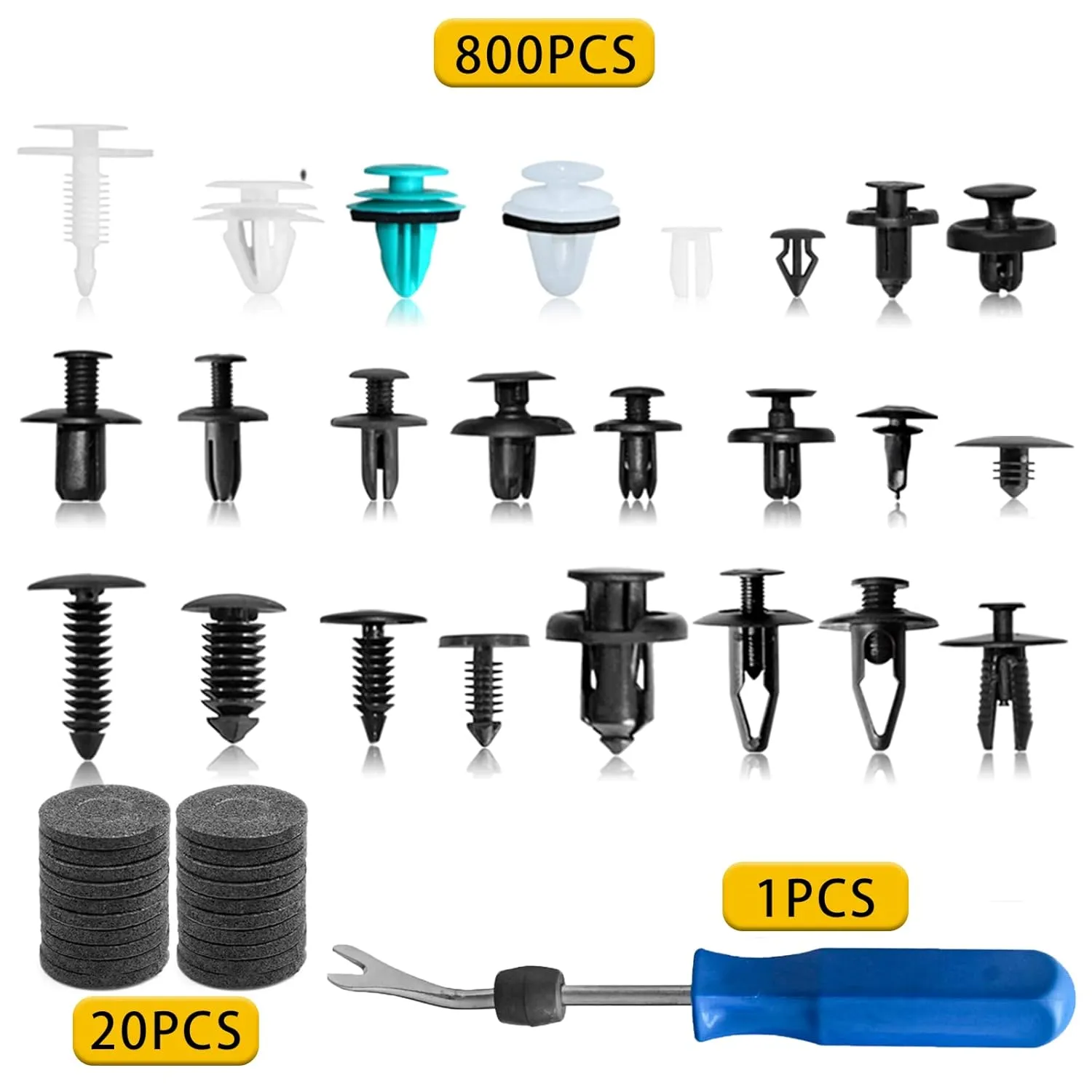 Car Retainer Clips 821PCS Plastic Fasteners Kit 24 Most Popular Sizes Fender Rivet Clips Auto Push Pin Rivets Kit with 1 Fastener Remover for GM Ford Toyota Honda Chrysler Honda