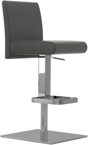 Casabianca Furniture Vittoria Adjustable 360 Swivel Bar Stool in Dark Gray Top Grain Leather