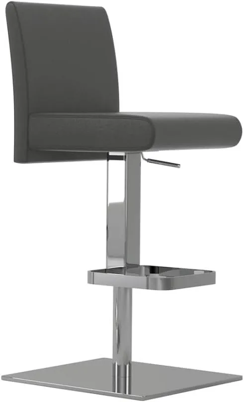Casabianca Furniture Vittoria Adjustable 360 Swivel Bar Stool in Dark Gray Top Grain Leather