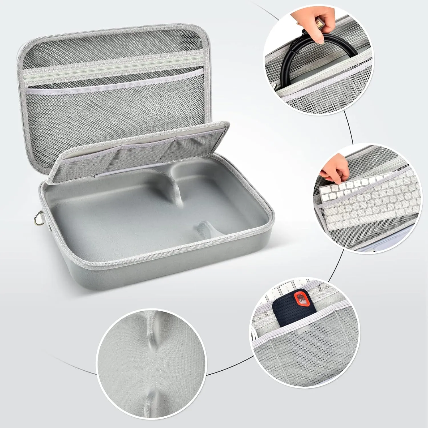 Case Compatible with Apple 2023 Mac Mini M2/ Mac Mini M1 & Mac Mini Previous Model Desktop Computer, Electronics Organizer Fits for Keyboard, Magic Mouse and Accessories (Box Only)-Gray