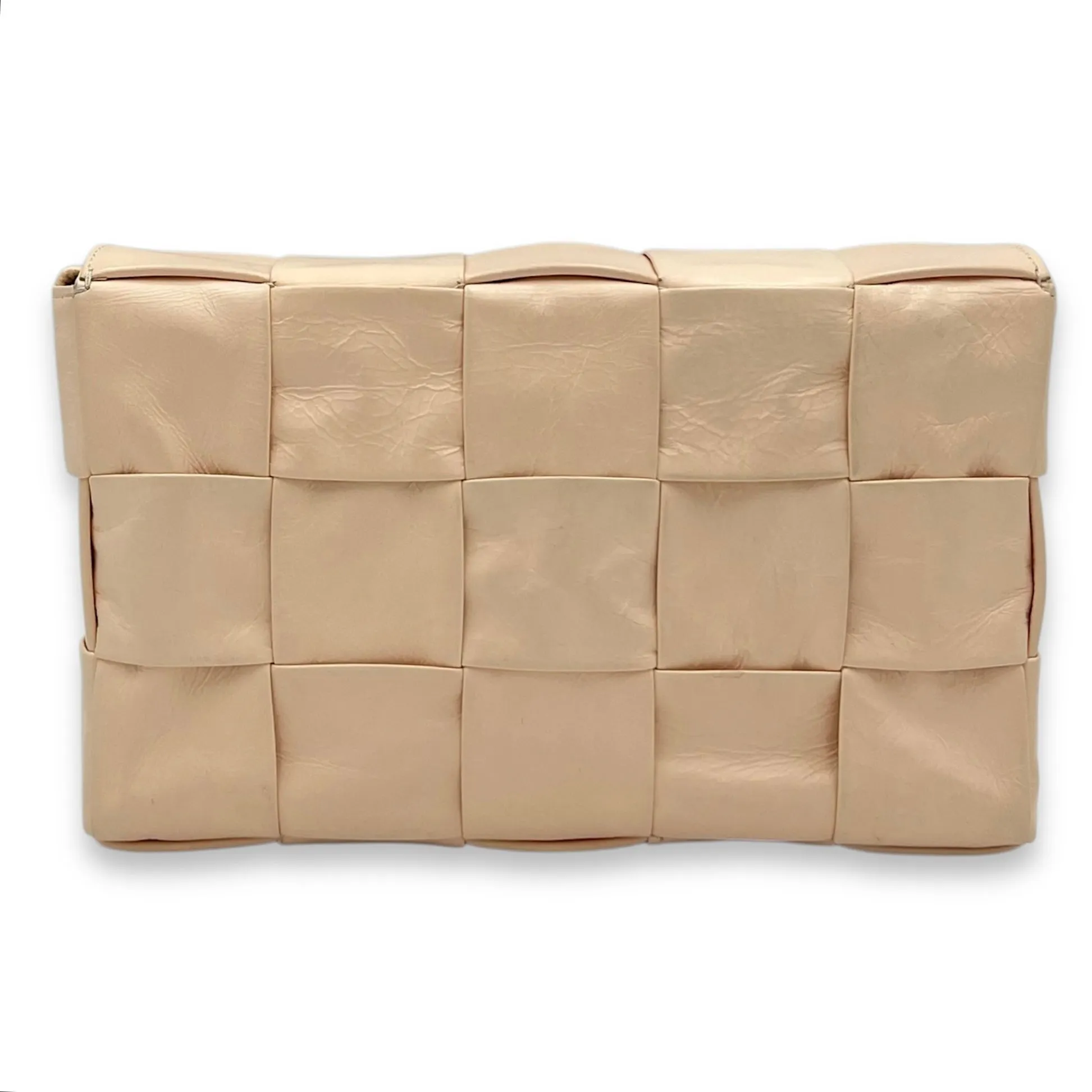 Cassette Crossbody Bag Beige in Calfskin, Silver hardware