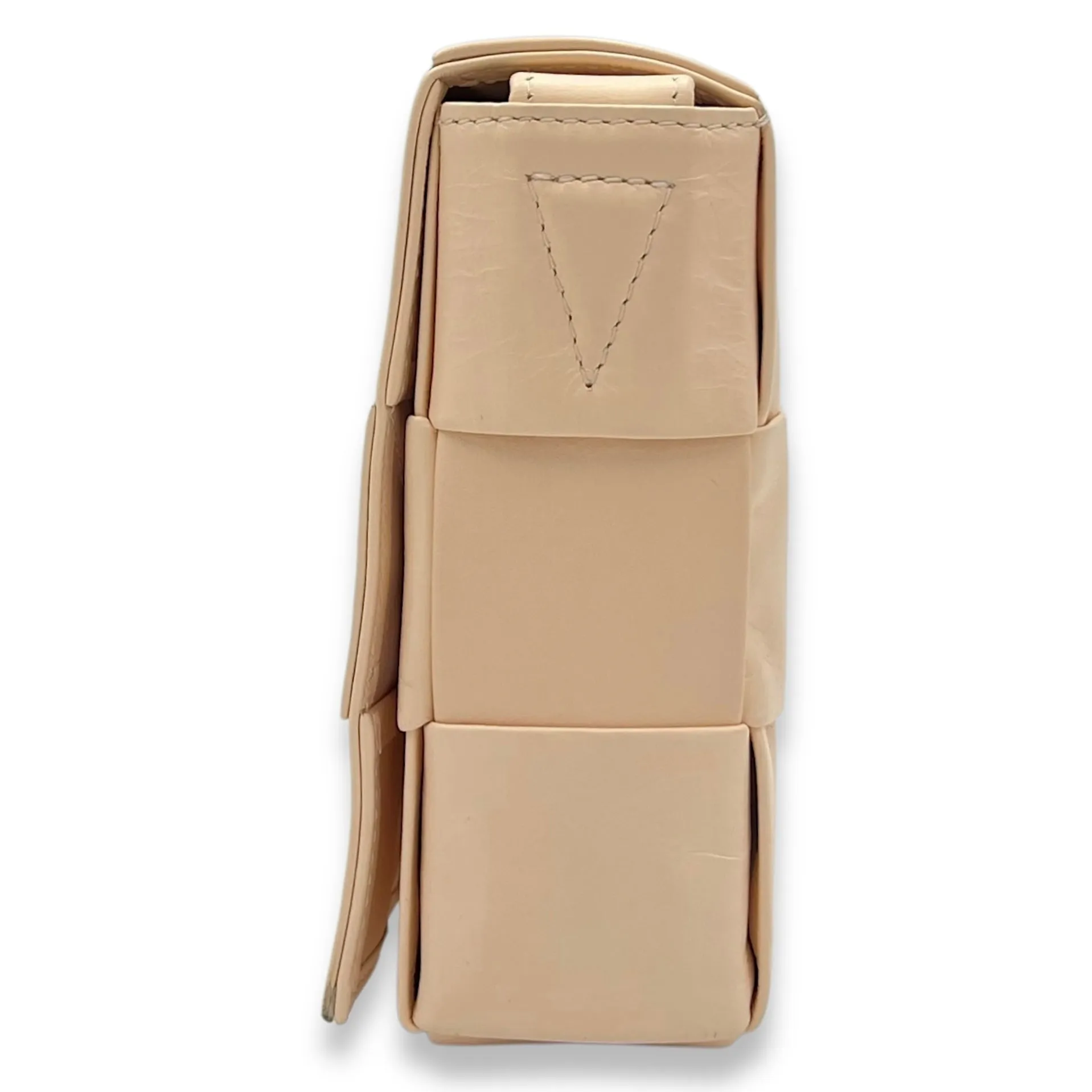 Cassette Crossbody Bag Beige in Calfskin, Silver hardware