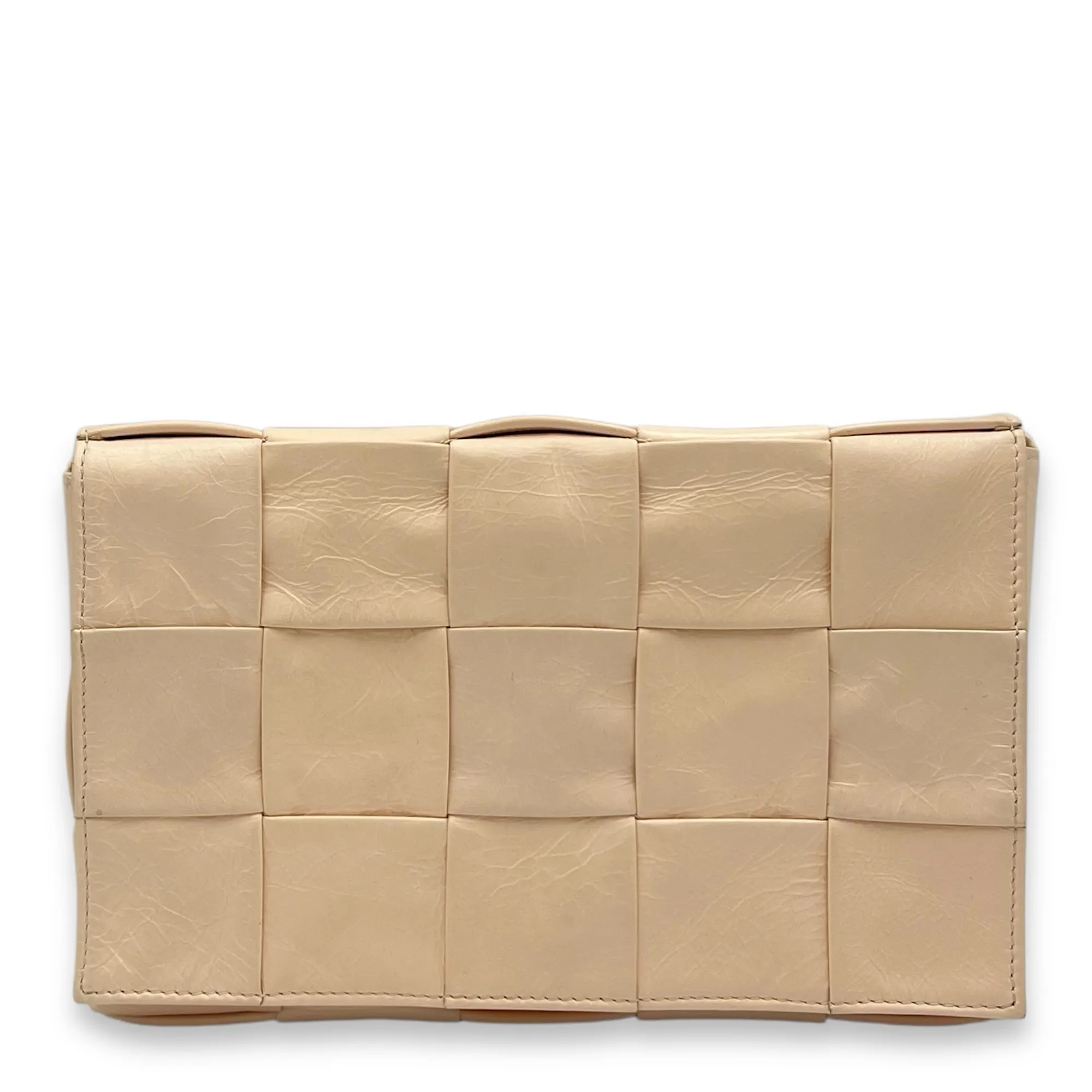 Cassette Crossbody Bag Beige in Calfskin, Silver hardware