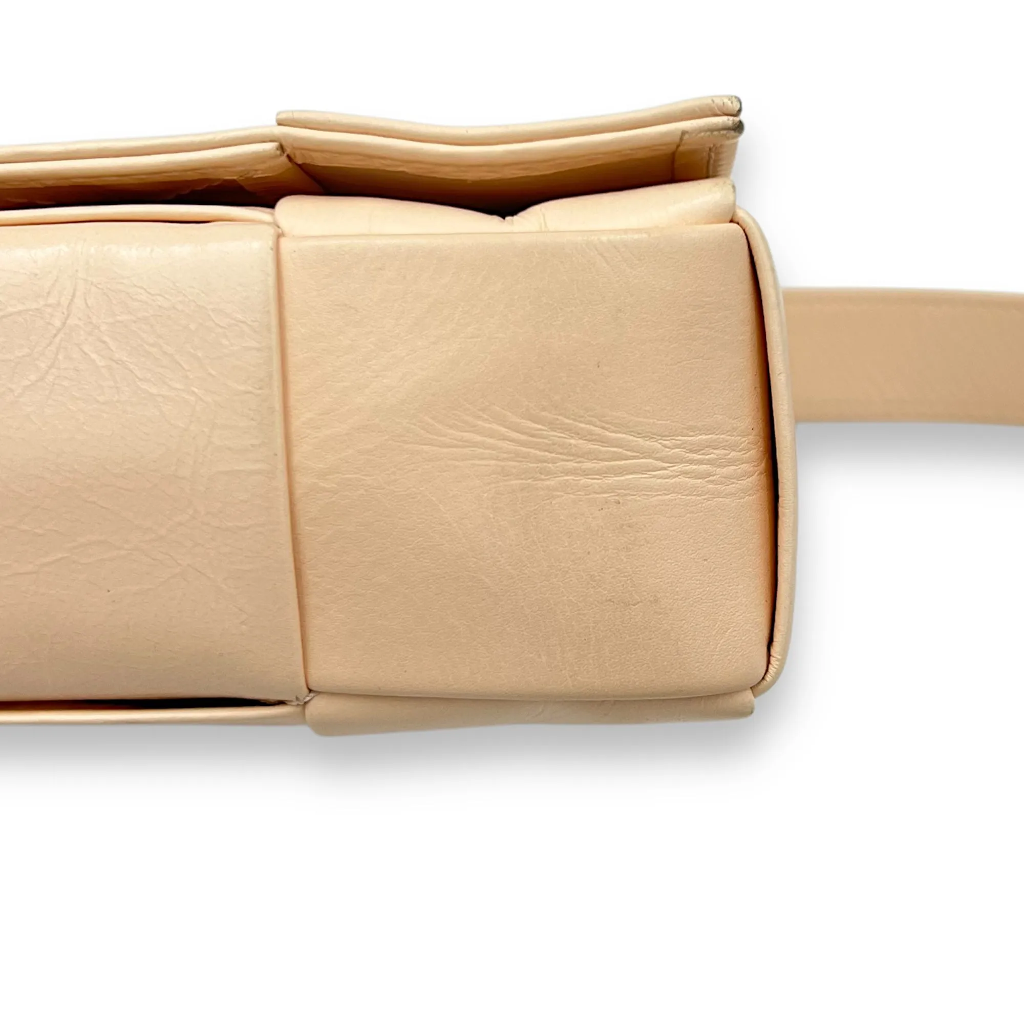 Cassette Crossbody Bag Beige in Calfskin, Silver hardware