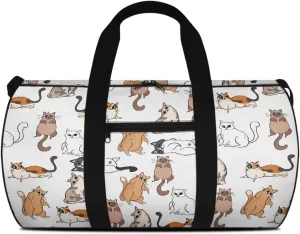 Cat Print Gym Bags for Women, Foldable Travel Duffle Bag, Lightweight Weekender Duffel Bag Water Resistant Workout Duffle Sports Bag for Travel Yoga