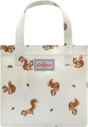 Cath Kidston S Bookbag Oilcloth Mini Open Top Handle Bag Small Size Animals Pattern Warm Cream Color (Garden Squirrels)