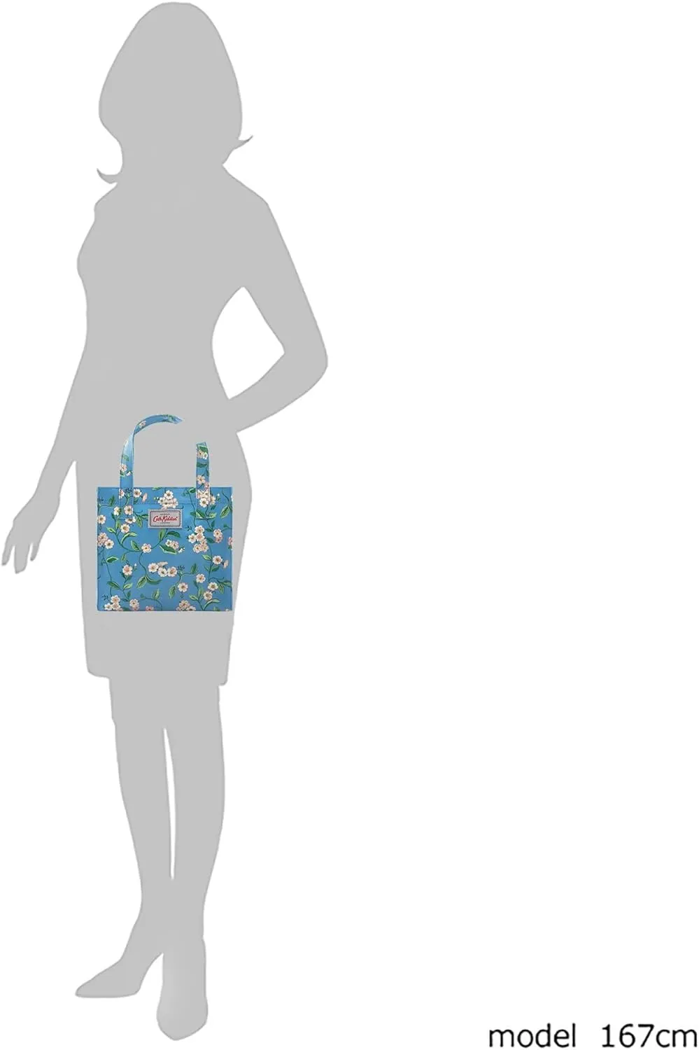 Cath Kidston S Bookbag Oilcloth Mini Open Top Handle Bag Small Size Water Resistant Lunch Bag Floral Pattern (Forget Me Not (Sky Blue))