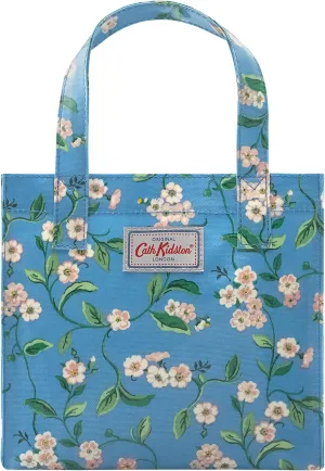 Cath Kidston S Bookbag Oilcloth Mini Open Top Handle Bag Small Size Water Resistant Lunch Bag Floral Pattern (Forget Me Not (Sky Blue))