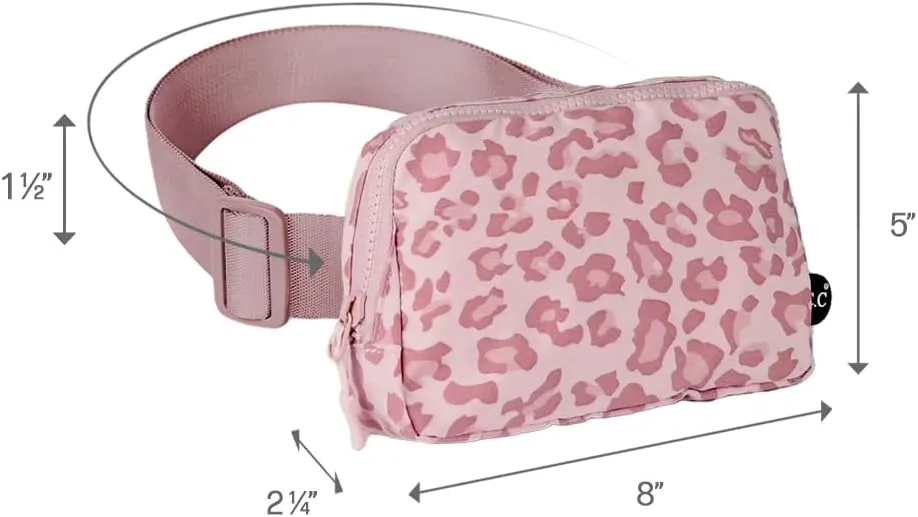 C.C. Leopard Pattern Belt Bag - Women's Fanny Pack & Crossbody Bag with Adjustable Strap - Fashion Waist Pack (BGS-4255) - Leopard Pattern - Rose