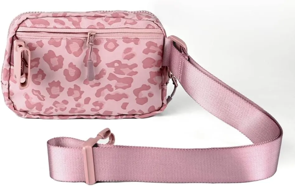 C.C. Leopard Pattern Belt Bag - Women's Fanny Pack & Crossbody Bag with Adjustable Strap - Fashion Waist Pack (BGS-4255) - Leopard Pattern - Rose